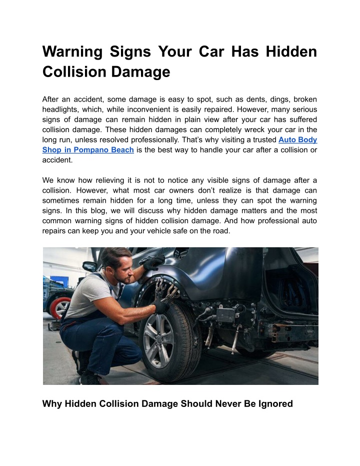 PPT - Warning Signs Your Car Has Hidden Collision Damage PowerPoint ...