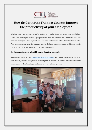 How do Corporate Training Courses improve the productivity of your employees.docx