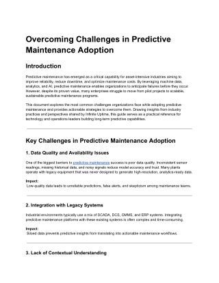 Overcoming Challenges in Predictive Maintenance Adoption