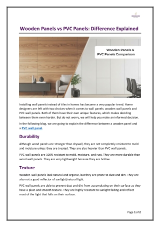 Wooden Panels vs PVC Panels - Difference Explained