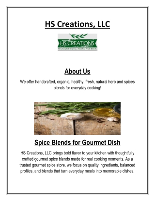 Spice Blends for Gourmet Dish