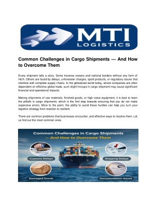 Common Challenges in Cargo Shipments — And How  to Overcome Them