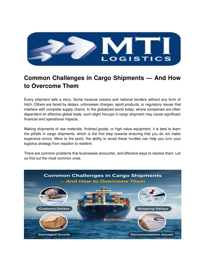 PPT - Common Challenges in Cargo Shipments — And How to Overcome Them ...