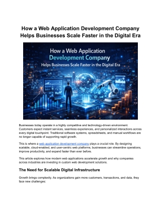 How a Web Application Development Company Helps Businesses Scale Faster in the Digital Era