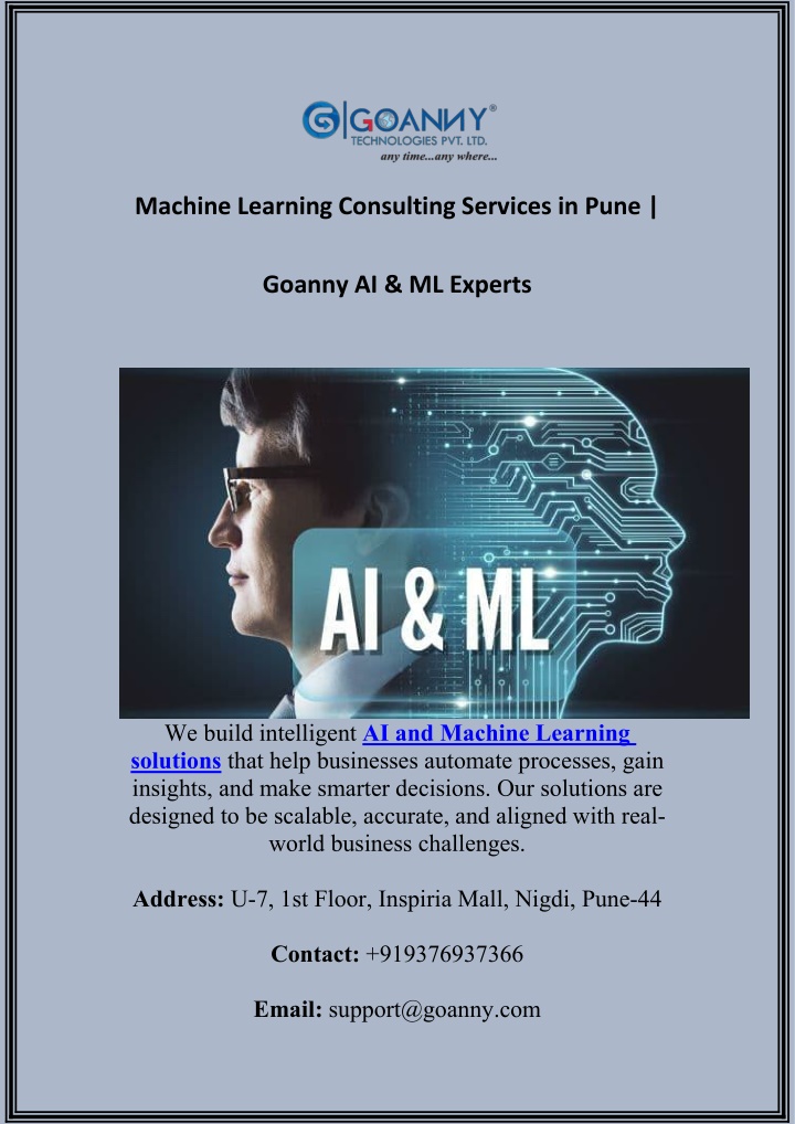 Machine Learning Consulting PPT - Machine Learning Consulting Services in Pune Goanny AI & ML ...