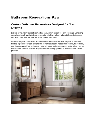Bathroom Renovations Kew - Custom Bathroom Renovations Designed for Your Lifestyle