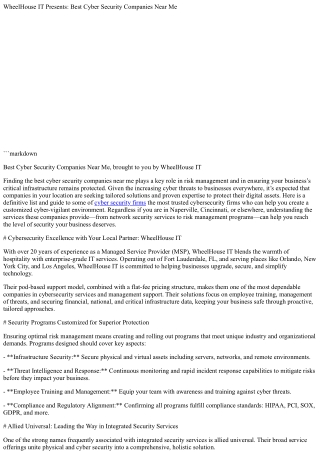 WheelHouse IT Presents: Best Cyber Security Companies Near Me