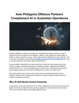 How Philippine Offshore Partners Complement AI in Australian Operations
