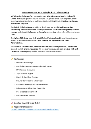 Splunk ES Online Training Real-time support from Hyderabad