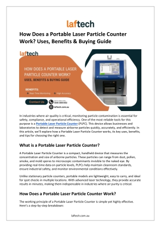 How Does a Portable Laser Particle Counter Work Uses Benefits and Buying Guide