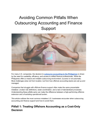 Avoiding Common Pitfalls When Outsourcing Accounting and Finance Support
