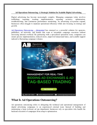 Ad Operations Outsourcing A Strategic Solution for Scalable Digital Advertising