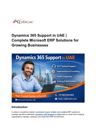 Dynamics 365 Support in UAE _ Complete Microsoft ERP Solutions for Growing Businesses