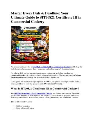 Master Every Dish & Deadline: Your Ultimate Guide to SIT30821 Certificate III in