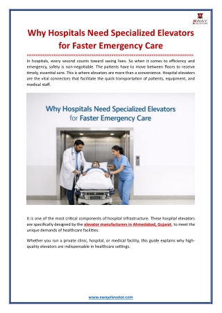 PPT - Why Elevators Are Essential for Efficient Hospital Operations ...