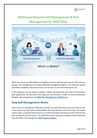 Self-Management vs Plan Management: Which NDIS Option Is Better?
