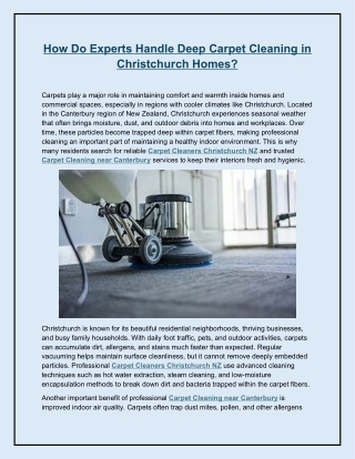 How Do Experts Handle Deep Carpet Cleaning in Christchurch Homes