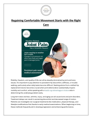 Regaining Comfortable Movement Starts with the Right Care