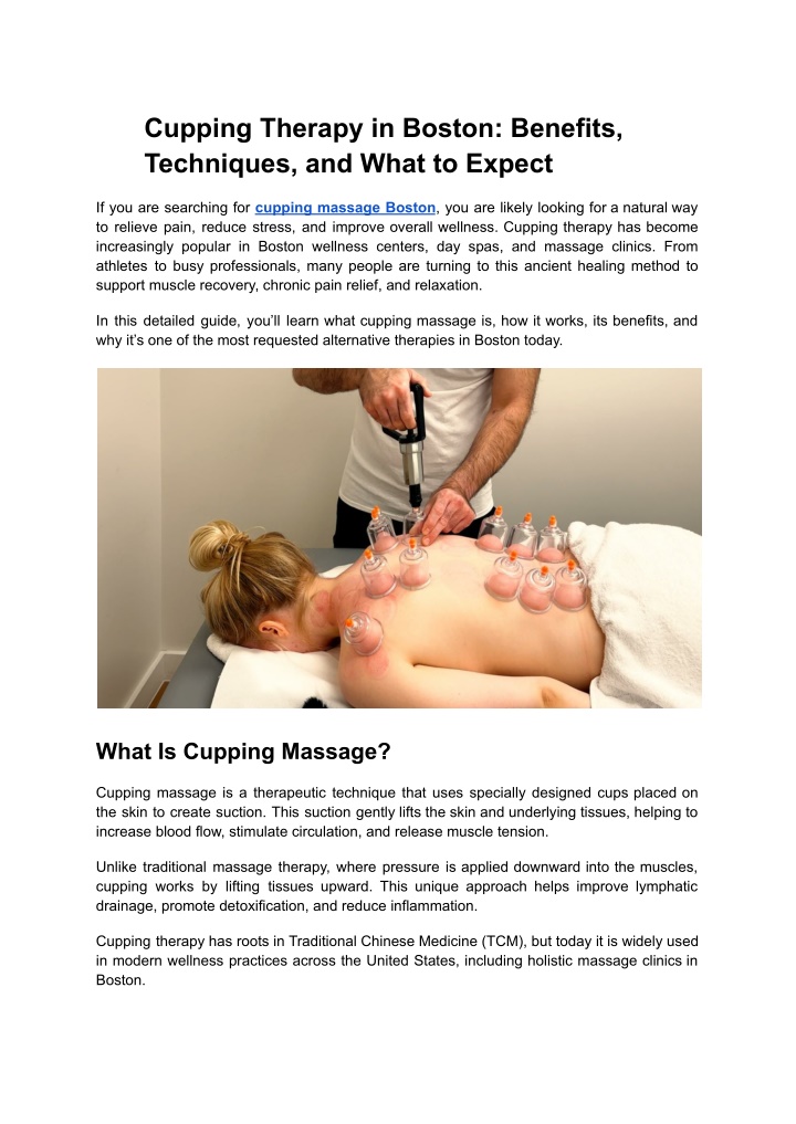PPT - Cupping Massage Boston_ A Guide to Benefits, Techniques, & What ...