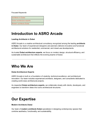 Architects in Dubai _ Dubai Architecture Experts _ Modern Architects Dubai – ASRO Arcade