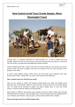 How Custom Israel Tours Create Deeper, More Meaningful Travel