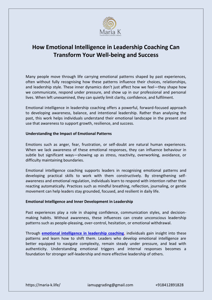 PPT - How Emotional Intelligence in Leadership Coaching Can Transform ...