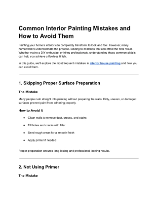 Common Interior Painting Mistakes and How to Avoid Them