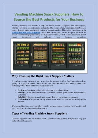 Vending Machine Snack Suppliers: How to Source the Best Products