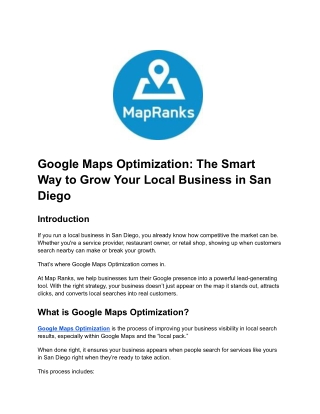Google Maps Optimization_ The Smart Way to Grow Your Local Business in San Diego