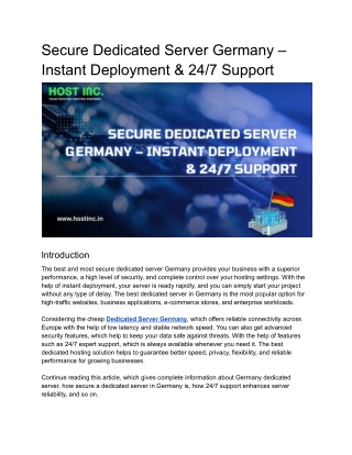 Secure Dedicated Server Germany – Instant Deployment & 24_7 Support