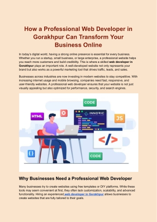 How a Professional Web Developer in Gorakhpur Can Transform Your Business Online