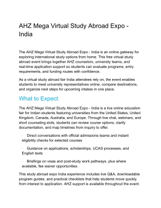 AHZ Mega Virtual Study Abroad Expo - India