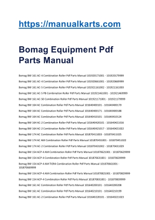 Bomag Equipment Pdf Parts Manual