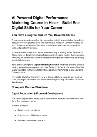 AI Powered Digital Performance Marketing Course – Build Real Skills for the Digital Era