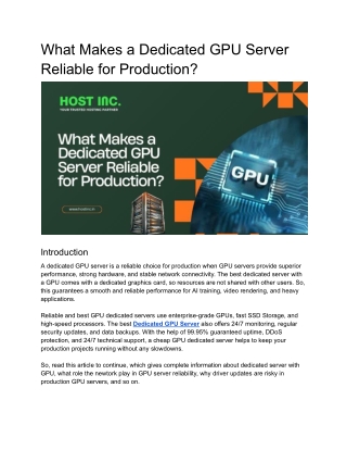 What Makes a Dedicated GPU Server Reliable for Production_