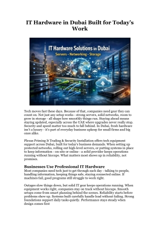 Reliable IT Hardware Solutions in Dubai for Modern