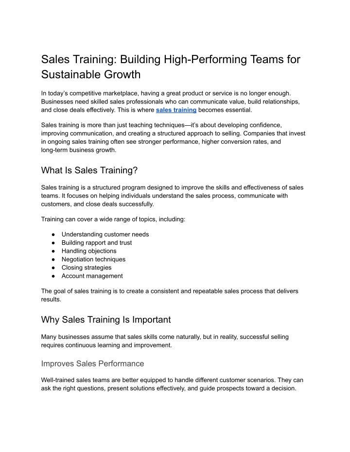 PPT - Sales Training_ Building High-Performing Teams for Sustainable ...