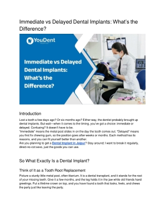 Immediate vs Delayed Dental Implants: What’s the Difference?