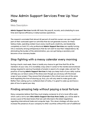 How Admin Support Services Free Up Your Day