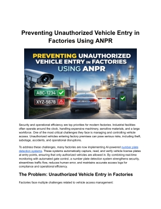 Preventing Unauthorized Vehicle Entry in Factories Using ANPR