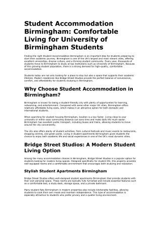 Student Accommodation Birmingham | Affordable Student Living