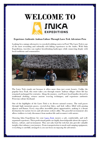 Lares Trek Peru Explore Lakes Valleys and Traditions