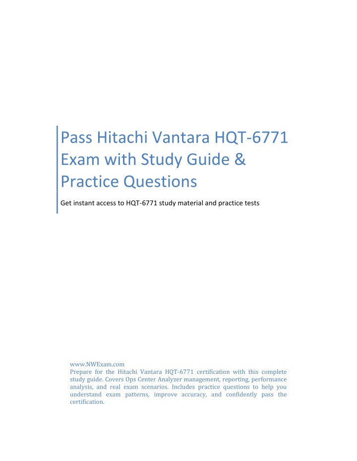 Pass Hitachi Module PPT - Pass Hitachi Vantara HQT-6771 Exam with Study Guide & Practice ...