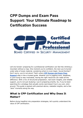 CPP Dumps and Exam Pass Support_ Your Ultimate Roadmap to Certification Success