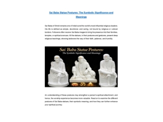 Sai Baba Statue Postures: The Symbolic Significance and Meanings