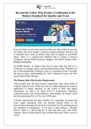Beyond the Label Why Kosher Certification is the Modern Standard for Quality and Trust