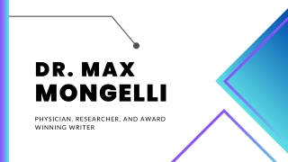Dr Max Mongelli Physician, Researcher, and Award Winning Writer