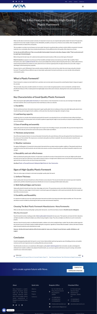 Top 6 Key Features to Identify High-Quality Plastic Formwork