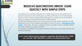 Easy Ways to Resolve QuickBooks Error 15240