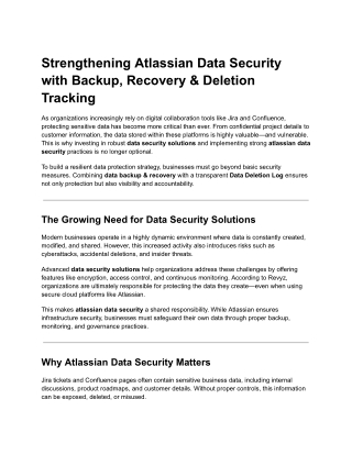 Atlassian Data Security, Backup & Data Deletion Log Guide